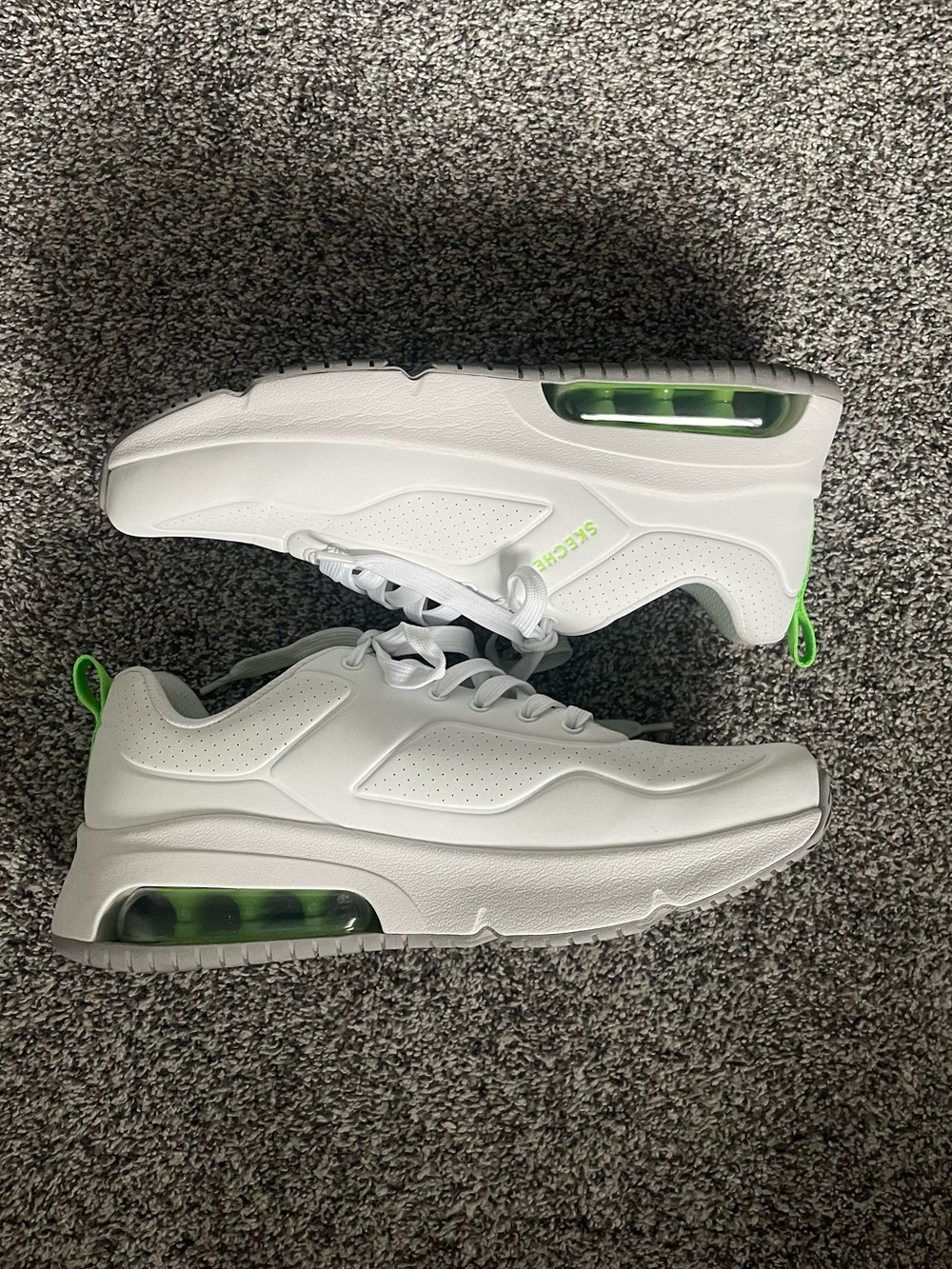 Skechers White Sneakers with Neon Green Accents